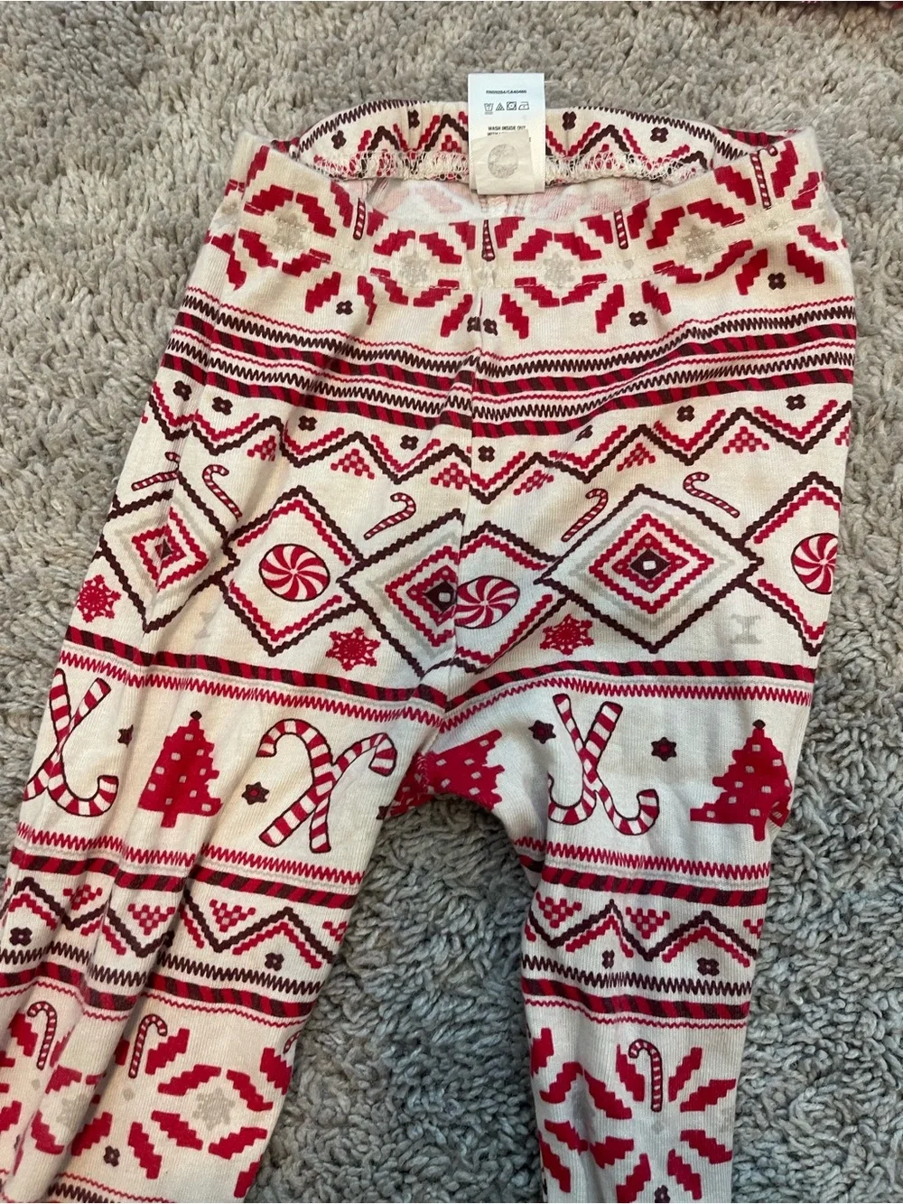 Place Red & Cream Fair Isle Kids Pajama Leggings